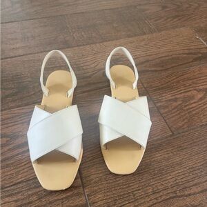 Nisolo White Cross-Strap Leather Slingback Sandals